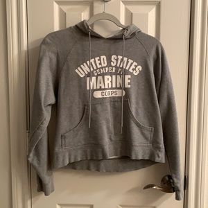 Marine corps cropped grey hoodie